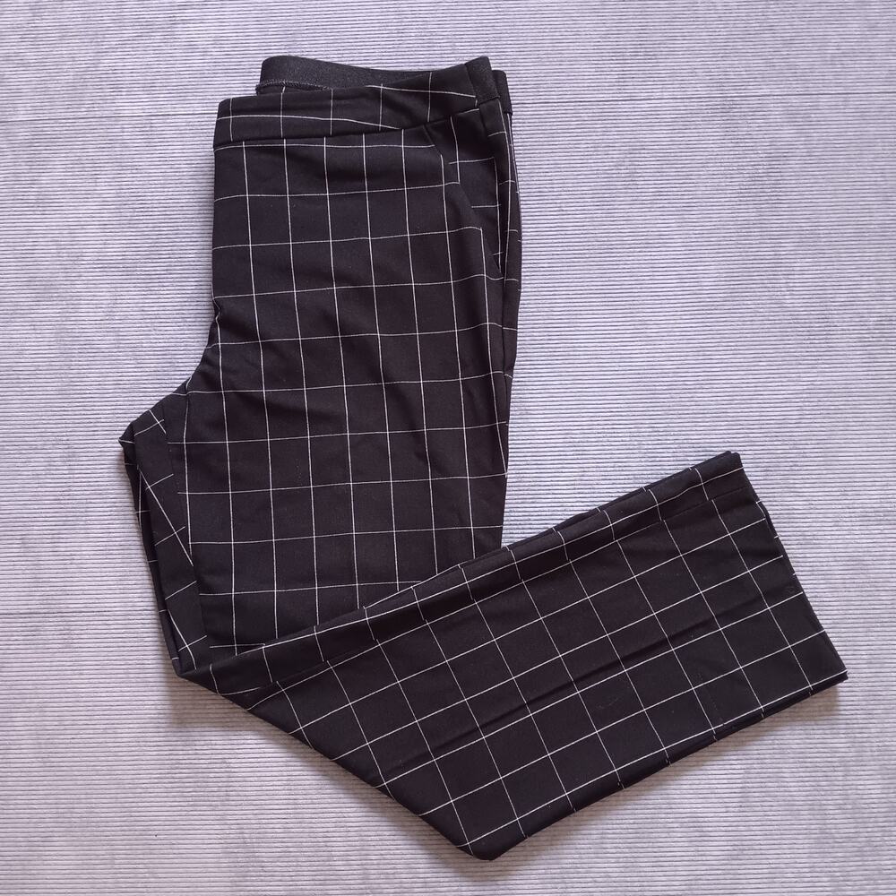 Amanda & Chelsea Dress Black Plaid Tapered Slacks Business Attire Size 12